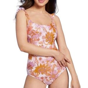 NWT Kona Sol Floral Swimsuit in Pink and Orange Size XL